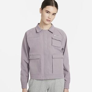Nike Swoosh Woven Jacket Shacket in Purple Smoke